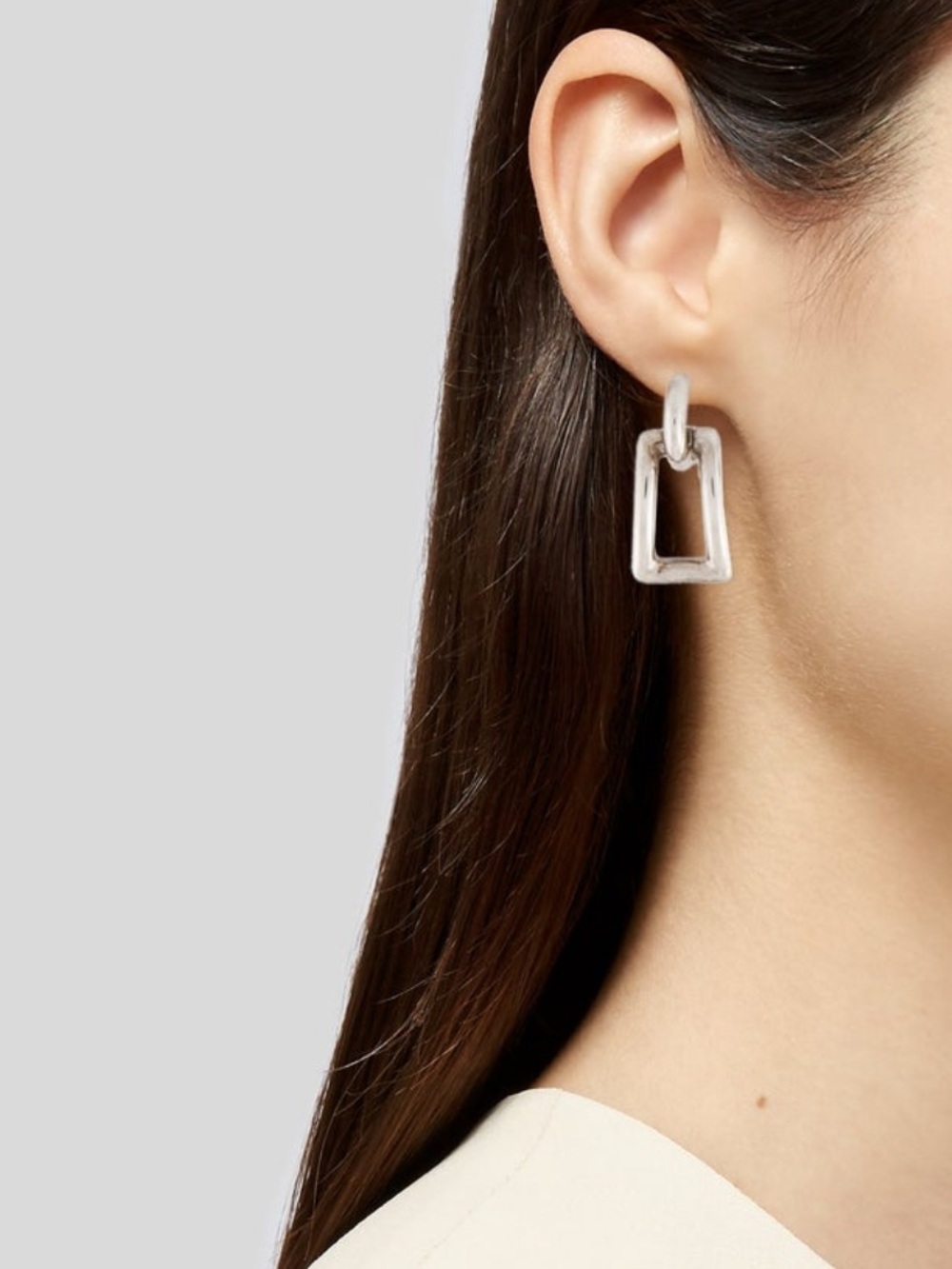 Tiffany & Co. Silver Open Rectangle Drop Earrings